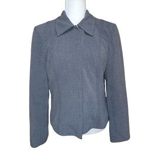 Worthington Works Women's Size10 Stretch Separates Gray Crop Jacket Blazer Zip